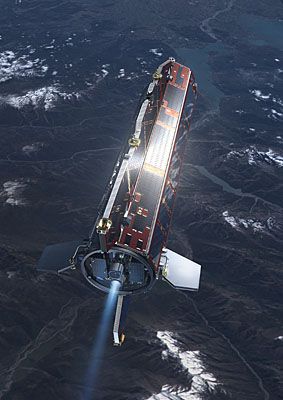 Representación de GOCE en órbita Representación de GOCE en órbita. Crédito: ESA