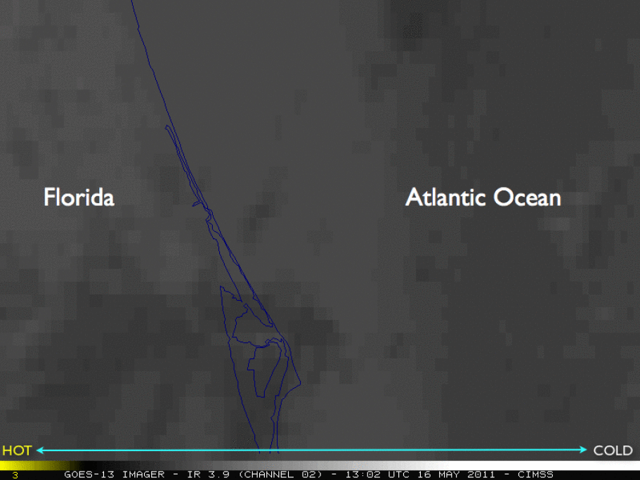 Goes-13 Captura La Estela Y La Señal Térmica Del Cohete Endeavour