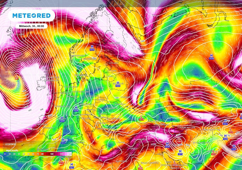 Jet Stream, Wind, 300 hPa Der Jet-Stream bringt ein solides Hochdruckgebiet nach Deutschland und macht die Bühne frei für den goldenen Herbst in Hamburg