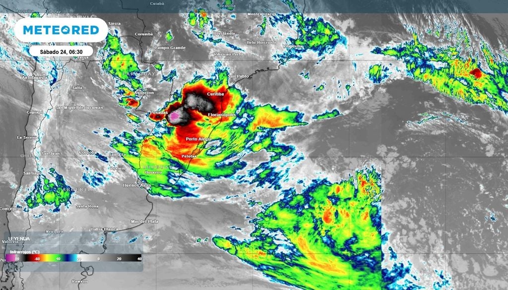 satelital, topes nubosos de la mañana del sábado 24 de octubre Imagen satelital (topes nubosos) en la mañana del sábado 24 de octubre.