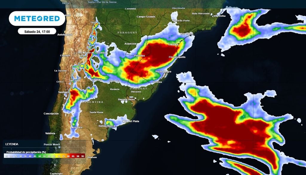 Probabilidad de precipitaciones en la tarde del sábado 24 de octubre Probabilidad de precipitaciones en la tarde del sábado 24 de octubre