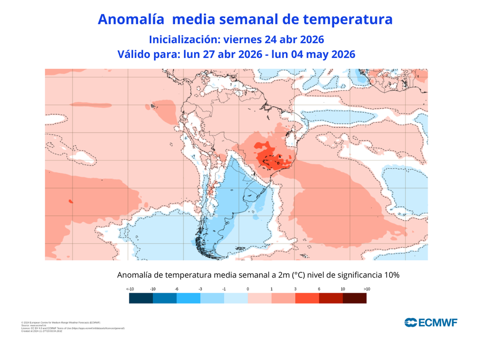 El centro del país presentará valores bajo lo normal, más enfocados hacia zonas del litoral: en Santiago se esperan temperaturas normales para la época.