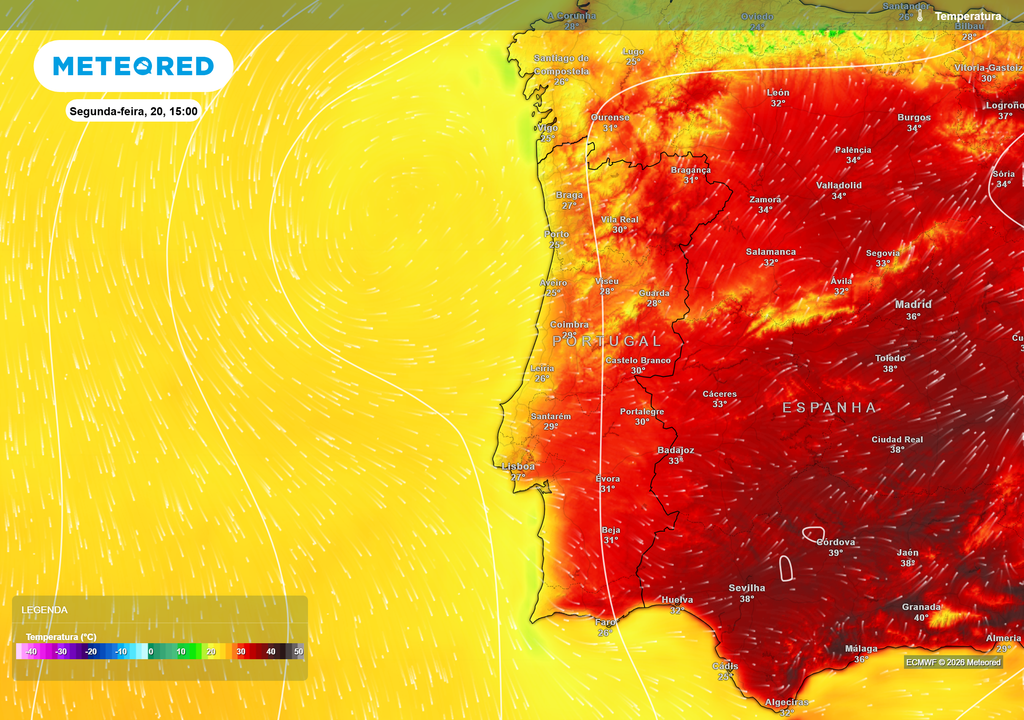 A circulação associada à gota fria irá favorecer a entrada de ar marítimo mais fresco ao longo da costa portuguesa, mantendo máximas próximas dos 25 ºC no litoral, enquanto o interior continuará a registar temperaturas tipicamente estivais.