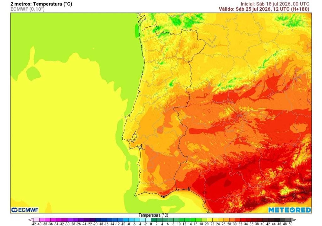 A previsão indica que a gota fria permanecerá próxima da Península Ibérica até meados da próxima semana. A sua deslocação gradual para norte poderá favorecer uma descida mais significativa das temperaturas nas regiões Norte e Centro a partir dos dias 24 e 25 de julho.