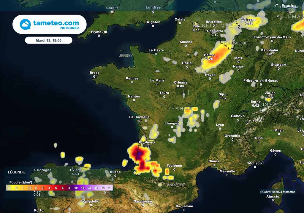De nouveaux orages attendus demain en fin de journée dans le sud-ouest de la France. De nouveaux orages attendus demain en fin de journée dans le sud-ouest de la France.