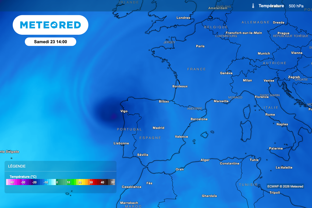 La goutte froide sur le Portugal va propulser de l'air chaud en direction de la France !