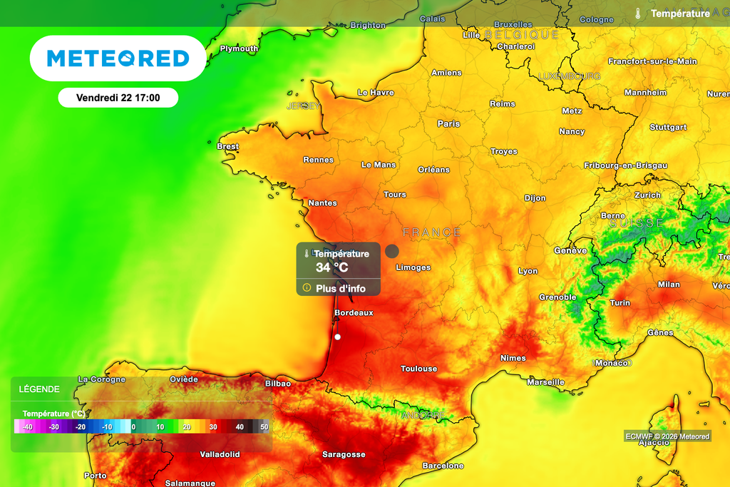 35°C dans le sud-ouest vendredi après-midi !