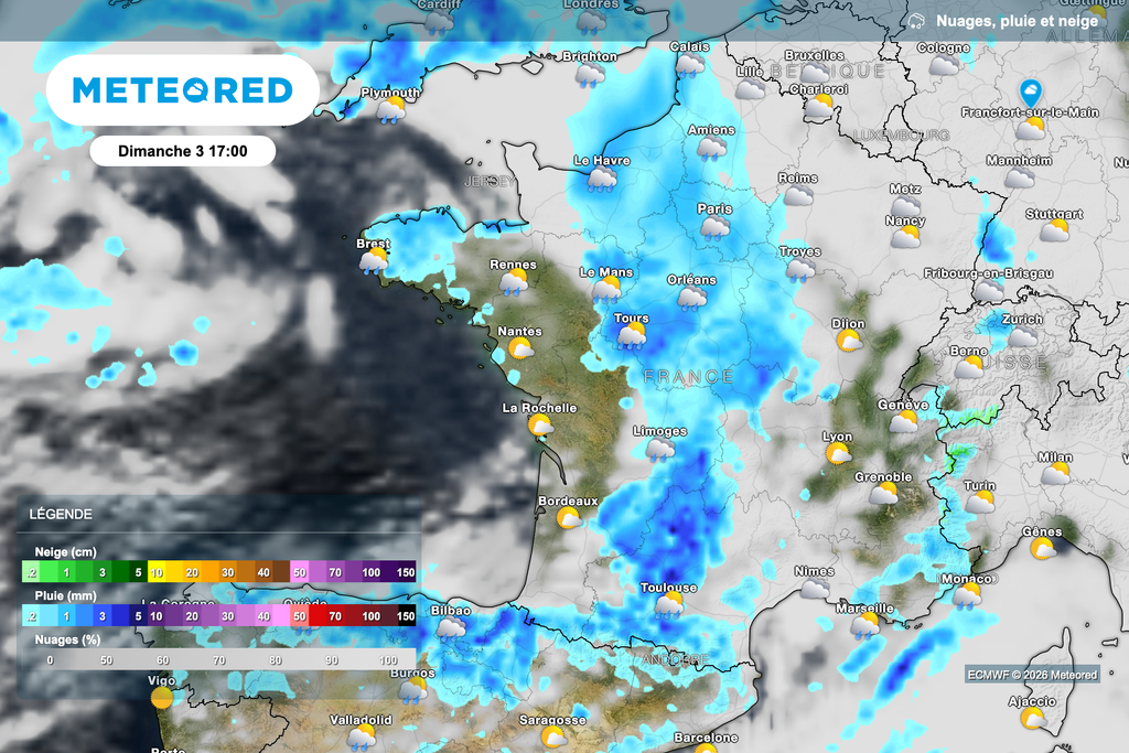 Régions concernées par la dégradation dimanche.