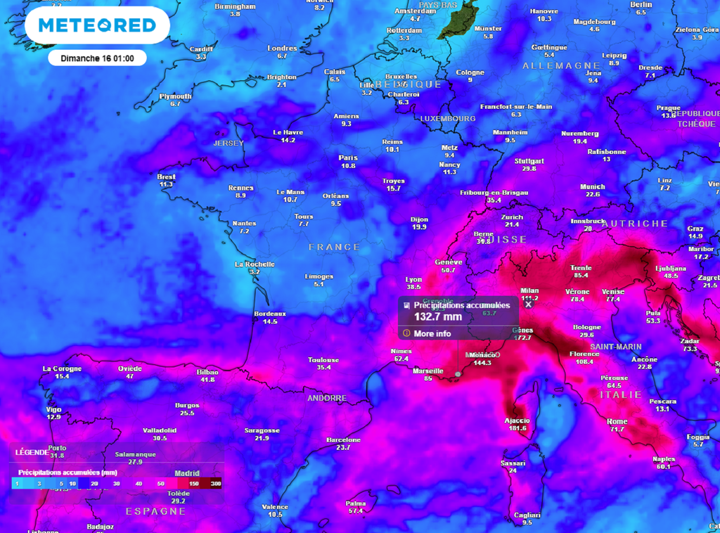 Les cumuls de pluies seront parfois importants au cours des prochains jours, notamment dans le sud-est.