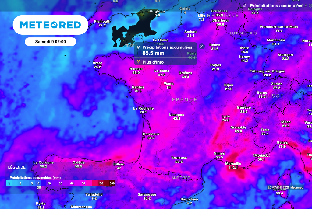 D'importants cumuls de pluie cette semaine en France !
