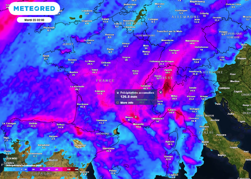 D'ici le début de semaine, les cumuls de pluies dépasseront localement la barre des 100 mm.