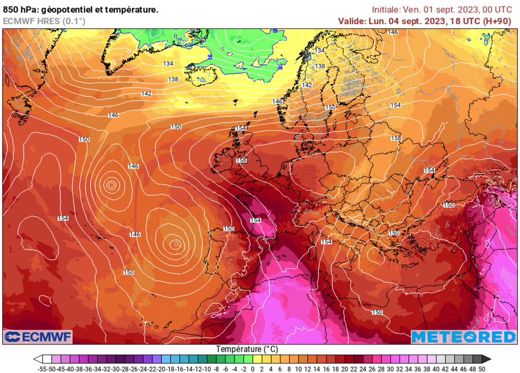De l'air très chaud sera propulsé vers la France en lien avec une dépression au large du Portugal.