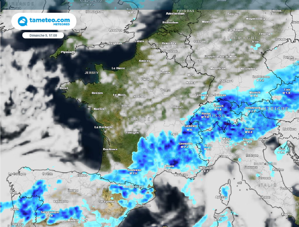 Dimanche après-midi, les orages les plus forts sont attendus dans le quart sud-est du pays.