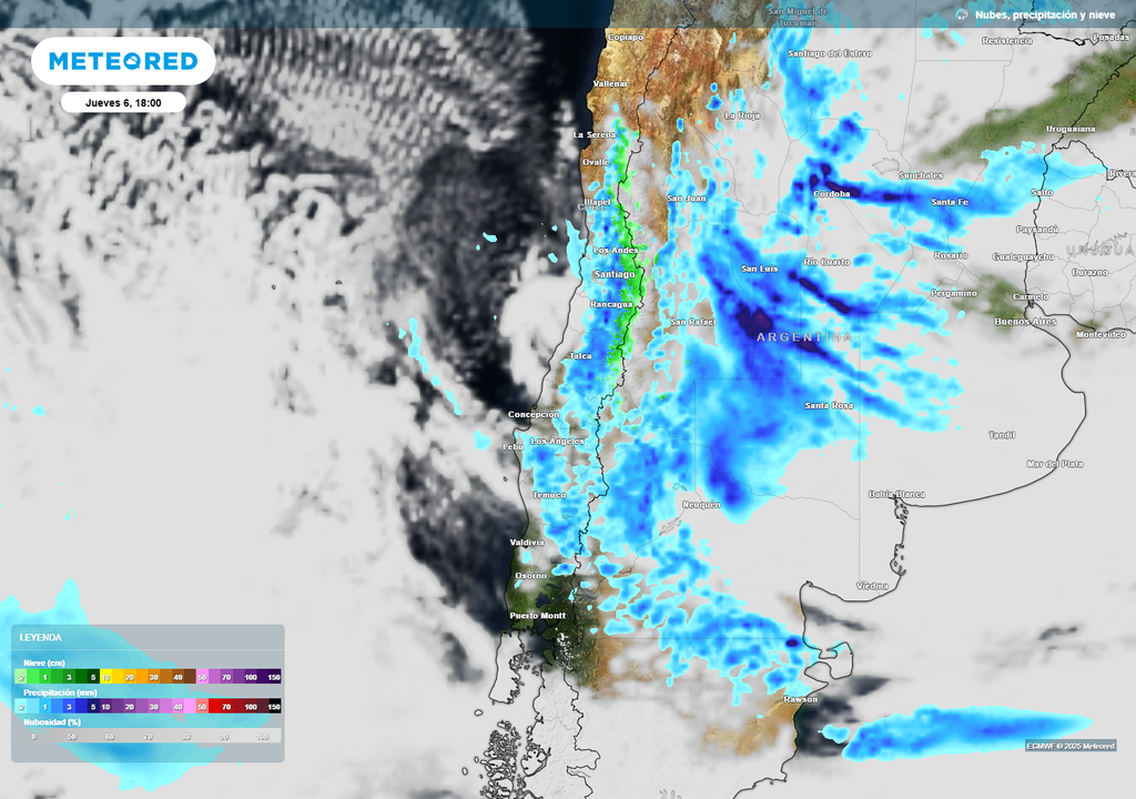 lluvia, nieve y nubes previstas