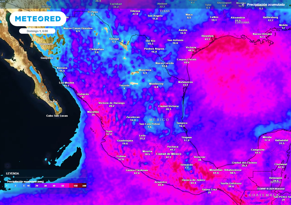 Pronóstico de lluvia acumulada en milímetros Pronóstico de lluvia acumulada en milímetros