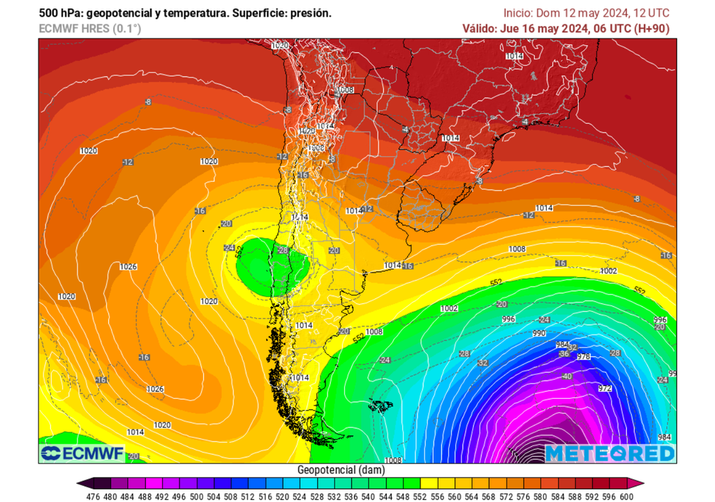 temperatura prevista para el nivel de 500 hPa temperatura prevista para el nivel de 500 hPa