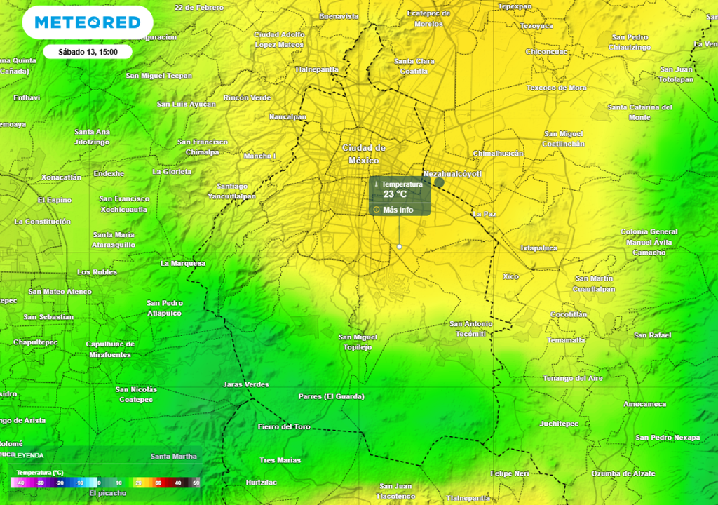 Este sábado se verá refrescado por las lluvias fuertes durante la tarde, alcanzando temperaturas máximas de 23 °C. Este sábado se verá refrescado por las lluvias fuertes durante la tarde, alcanzando temperaturas máximas de 23 °C.