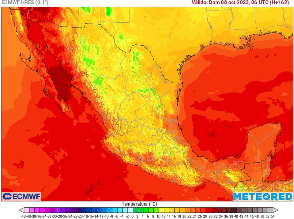 Modelo ECMWF - Temperatura ambiente en grados Celsius