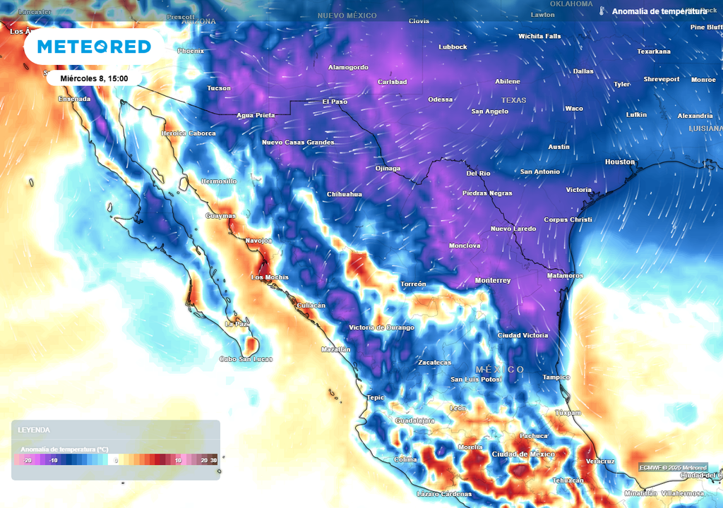 Pronóstico de anomalías en grados Celsius