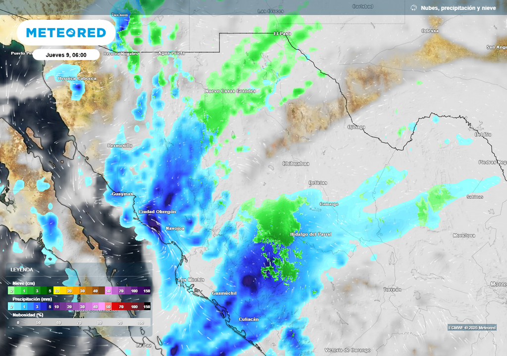 Pronóstico de precipitaciones: lluvia y nieve