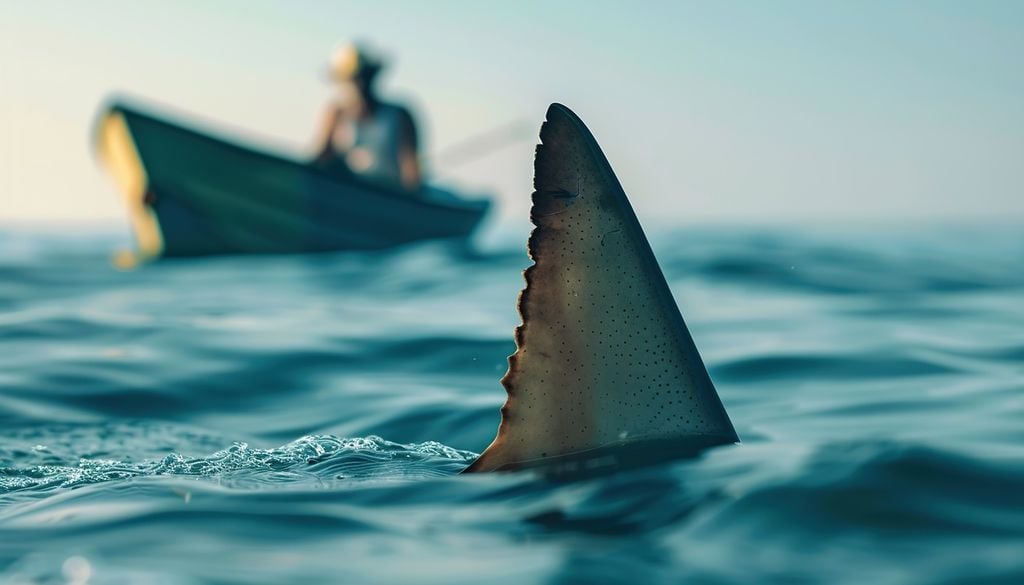 Aileron Requin Mer Pêcheur Le grand requin blanc est un prédateur.
