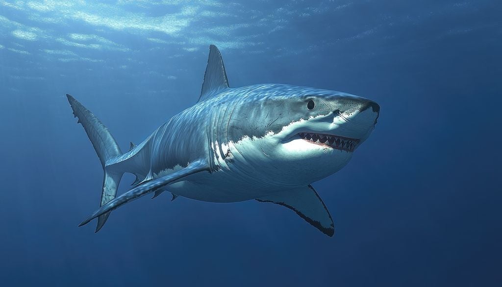 Grand requin blanc mer océan biodiversité animaux Sa présence en Méditerranée est rare faisant de cette rencontre un moment exceptionnelle.