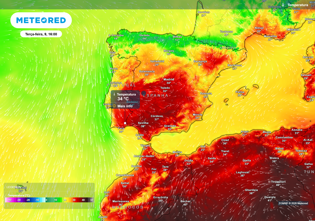 A partir do início da próxima semana, os termómetros já poderão registar valores na ordem dos 34 ºC em alguns locais, especialmente do Sul do país.