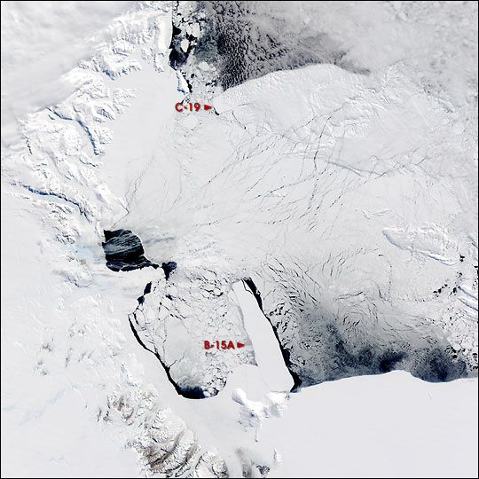 Grandes Icebergs Y “planchas” De Hielo En El Mar De Ross, Visto Por El Modis