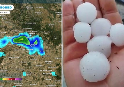 Sorprendente granizada con bolas de hielo del tama&ntilde;o de limones, causa estragos y caos en Pachuca, Hidalgo