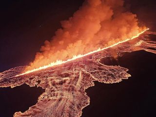 Volcano near Grindavik in Iceland, it is activated again and erupts for the sixth time since December