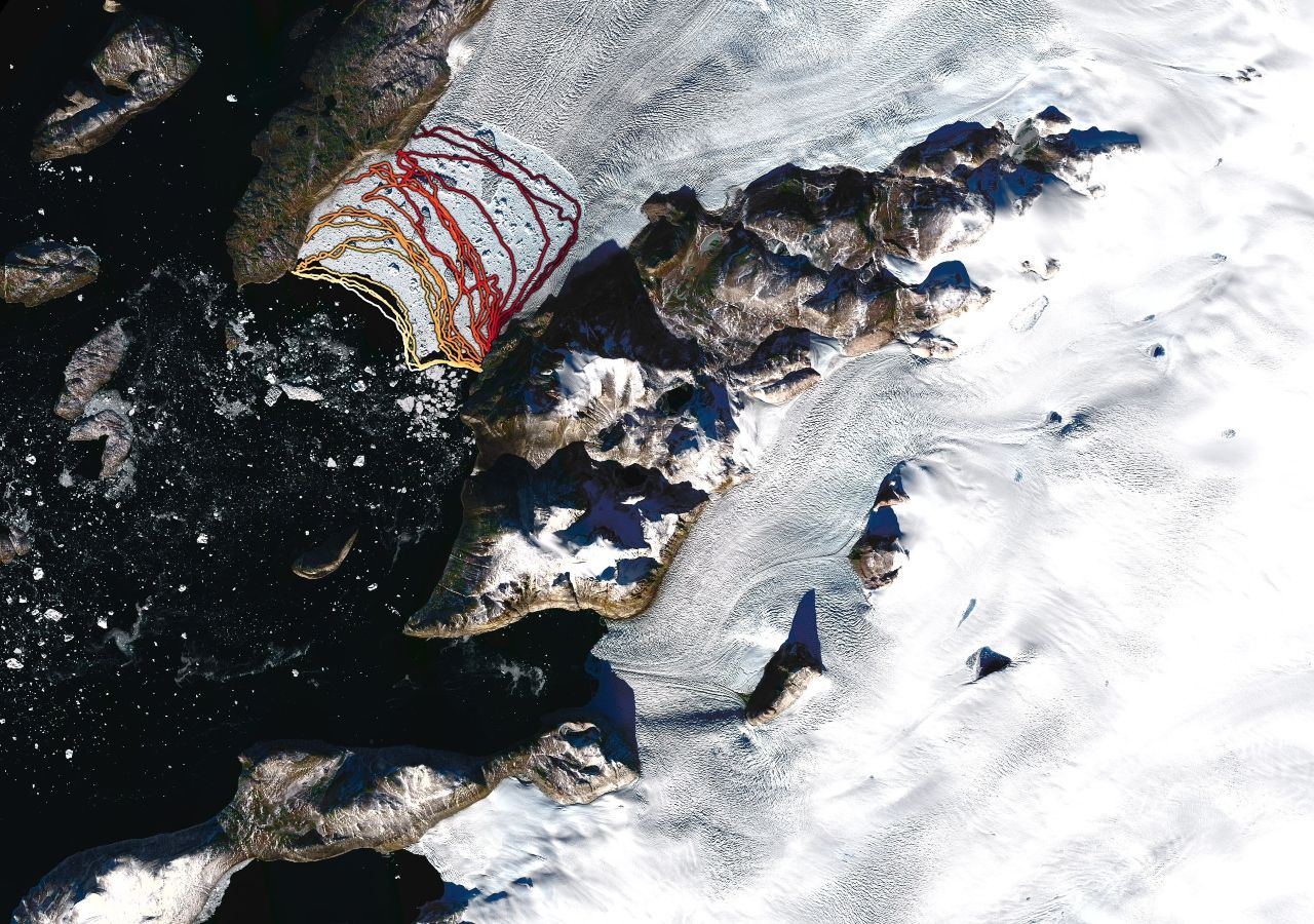 Retroceso del glaciar Sverdrup, al noroeste de Groenlandia, en solo 20 años.
