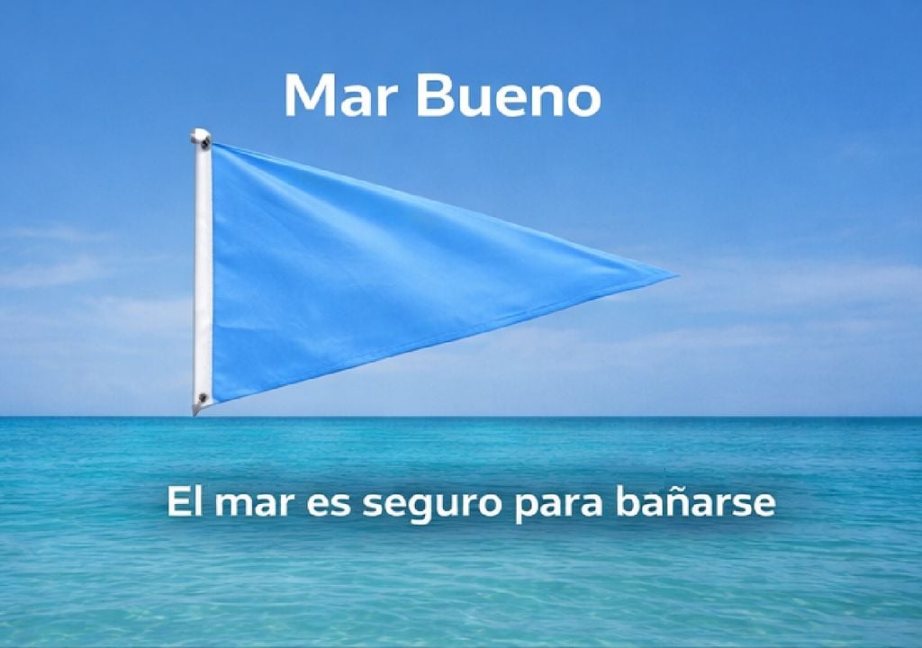 Bandera celeste: indica mar bueno, con hidrodinámica de calma.
