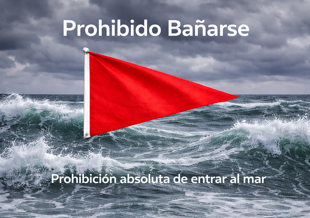 Bandera roja: directamente es la prohibición absoluta de entrar al mar. Crédito: MYL Studio