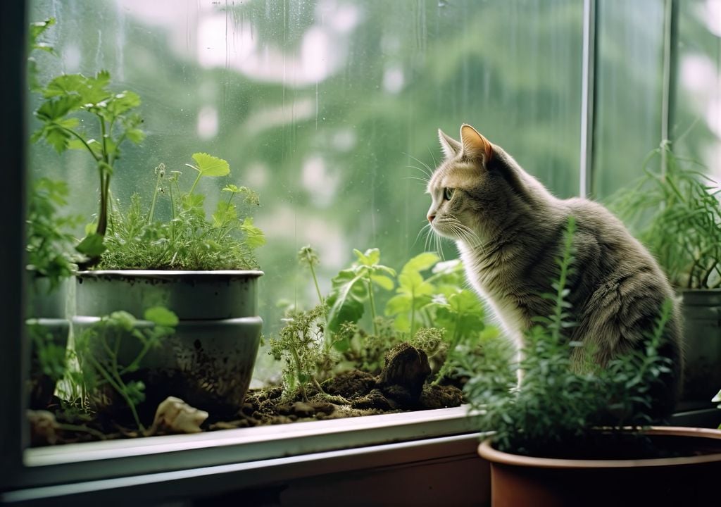 gato Los gatos suelen explorar hojas y macetas por curiosidad, una conducta natural que puede exponerlos a sustancias potencialmente tóxicas.