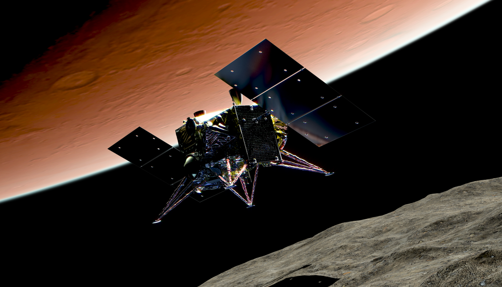 A missão MMX, da JAXA, deve ser lançada em 20 de outubro para estudar Fobos e Deimos. A espaçonave também vai coletar amostras de Fobos e trazê-las de volta à Terra para análise. Crédito: NASA A missão MMX, da JAXA, deve ser lançada em 20 de outubro para estudar Fobos e Deimos. A espaçonave também vai coletar amostras de Fobos e trazê-las de volta à Terra para análise. Crédito: NASA