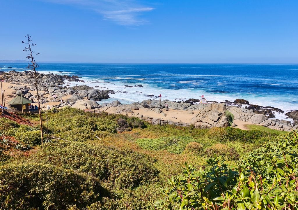 Isla Negra, litoral central de Chile. Isla Negra es conocida por sus roqueríos oscuros y fuerte oleaje. Crédito: Catalina Contreras.