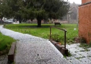 Hailstorm turns streets white in Worcester