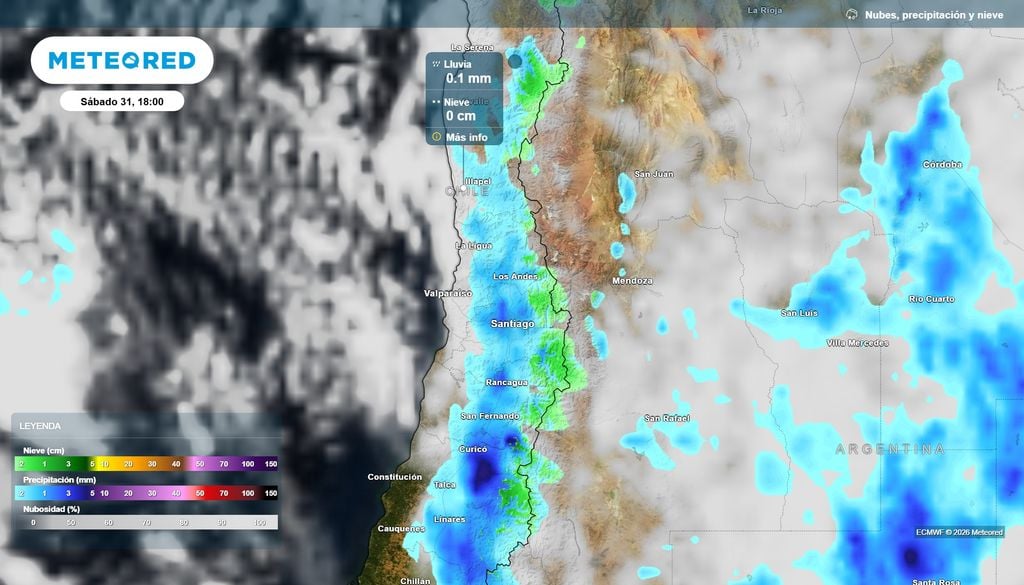 Las precipitaciones se extenderán este sábado 31 entre gran parte de la zona central e incluso en sectores del norte chico: lluvias llegarían con tormentas eléctricas.