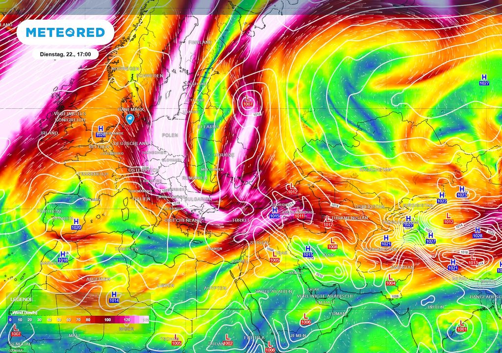 Wind, 300 hPa, Jet Stream Deutschland befindet sich wieder in einem Keil der Jet-Stream Position. Es ist also Hoffnung auf trockeneres Wetter in Hamburg.