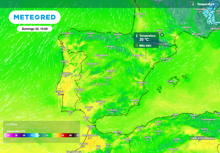 Hasta 10 &ordm;C m&aacute;s: brusco ascenso de temperaturas este domingo en once provincias