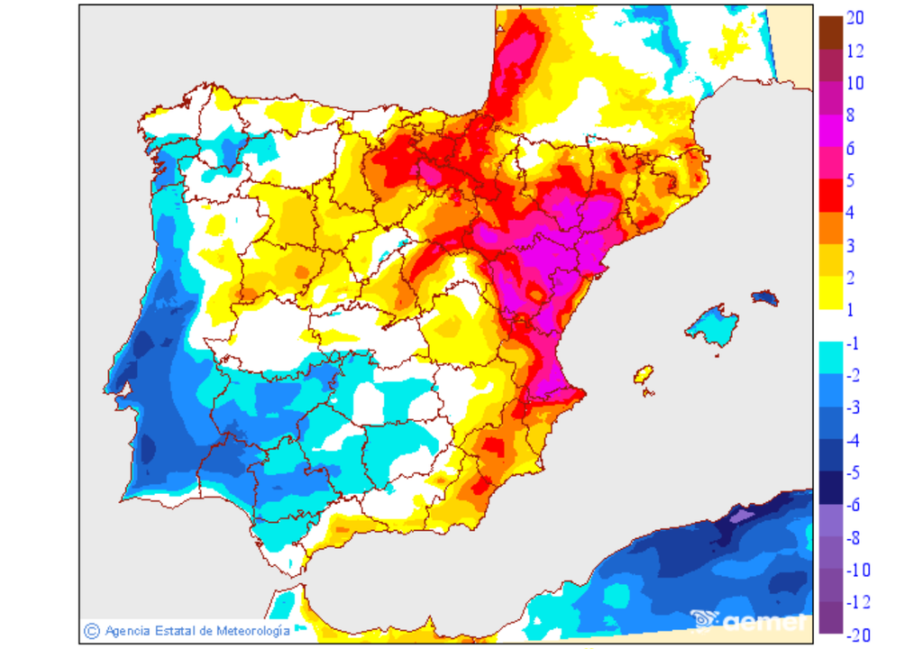 Las temperaturas experimentarán un ascenso acusado en buena parte de la mitad este peninsular.