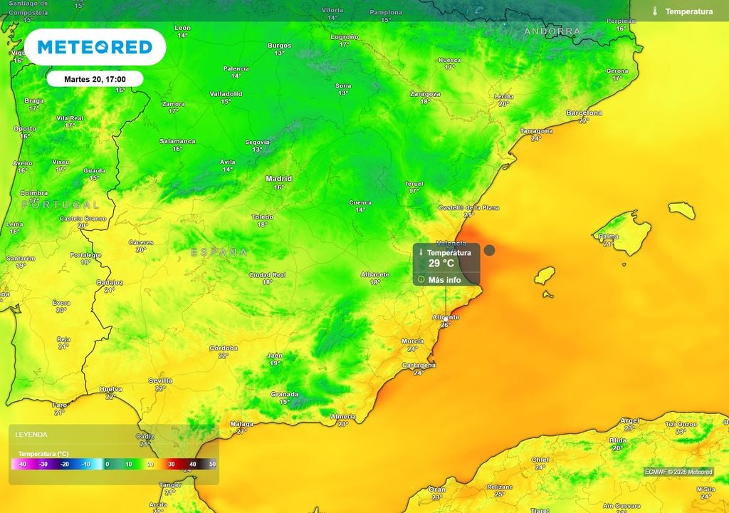 Las temperaturas volverán a rozar los 30 ºC en puntos del litoral sur del Mediterráneo, tras el desplome marcado por la irrupción polar.