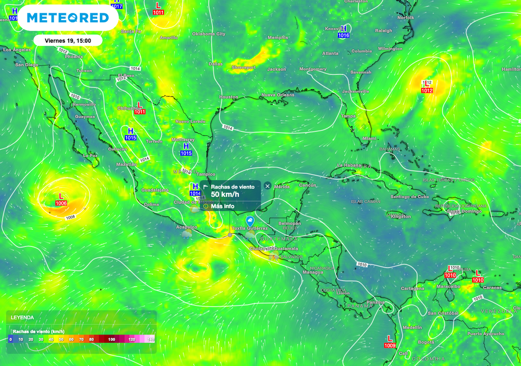 Rachas de viento viernes 19 de septiembre