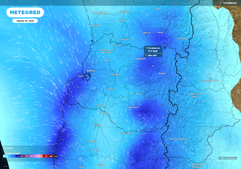 Precipitaciones de distinta intensidad se concentrarían durante la tarde del viernes en Los Ríos.