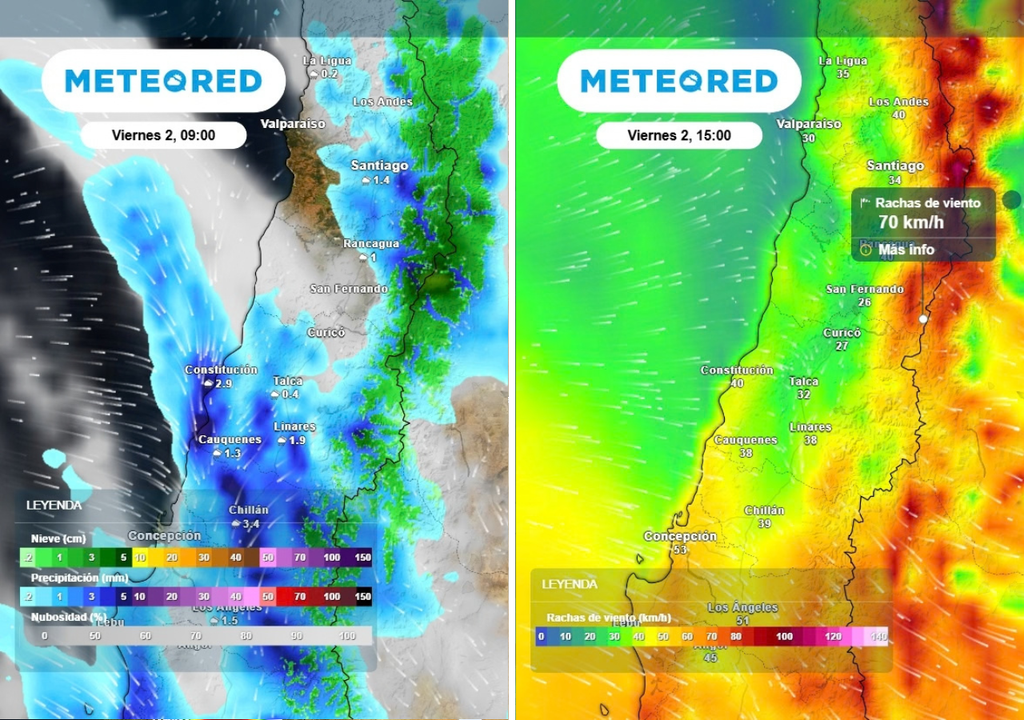 precipitaciones / rachas de viento El viernes se prevé una jornada lluviosa y ventosa en gran parte de la zona central.