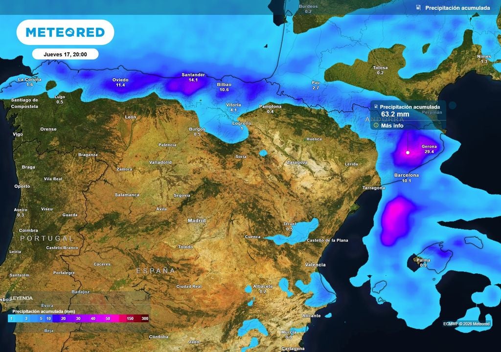 Aún con cierta incertidumbre sobre los posibles acumulados, pero el episodio dejará lluvias intensas en buena parte de Cataluña.