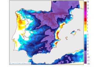 Hasta 12 ºC menos: mañana las temperaturas se desplomarán en el interior de la mitad este peninsular