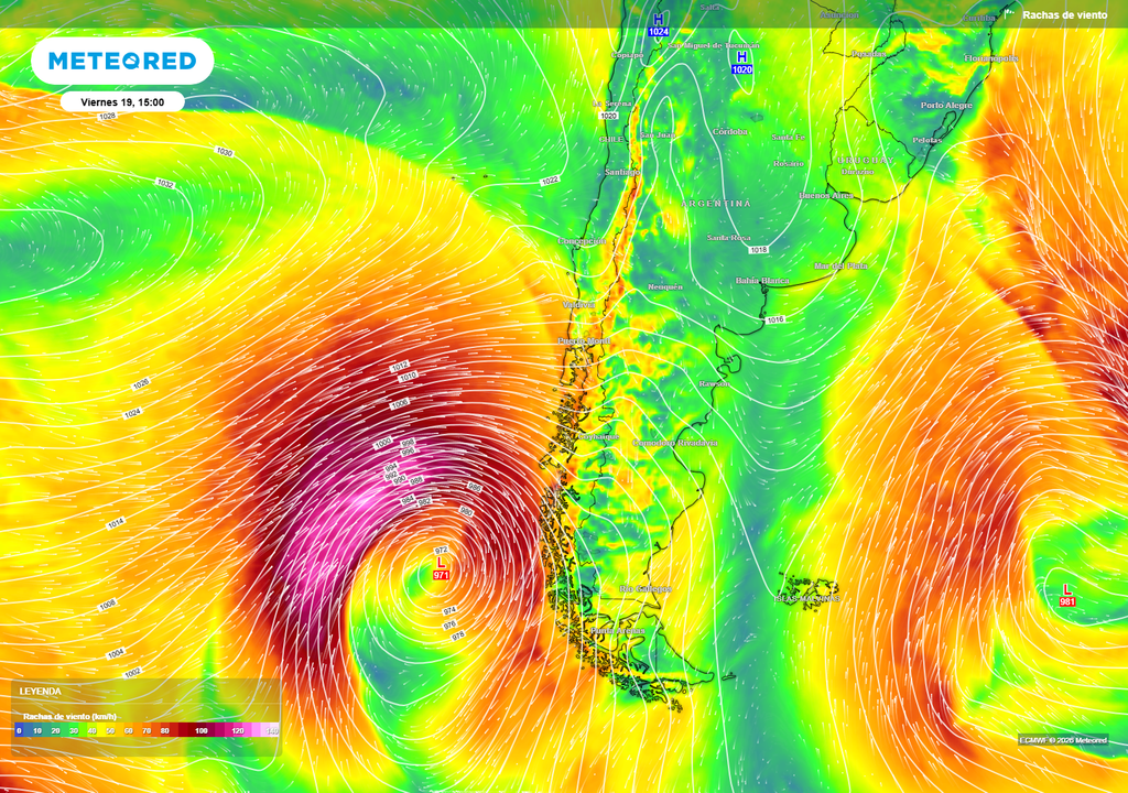 viento previsto El prefrontal dejará un marcado viento norte en la zona sur del país el día viernes.