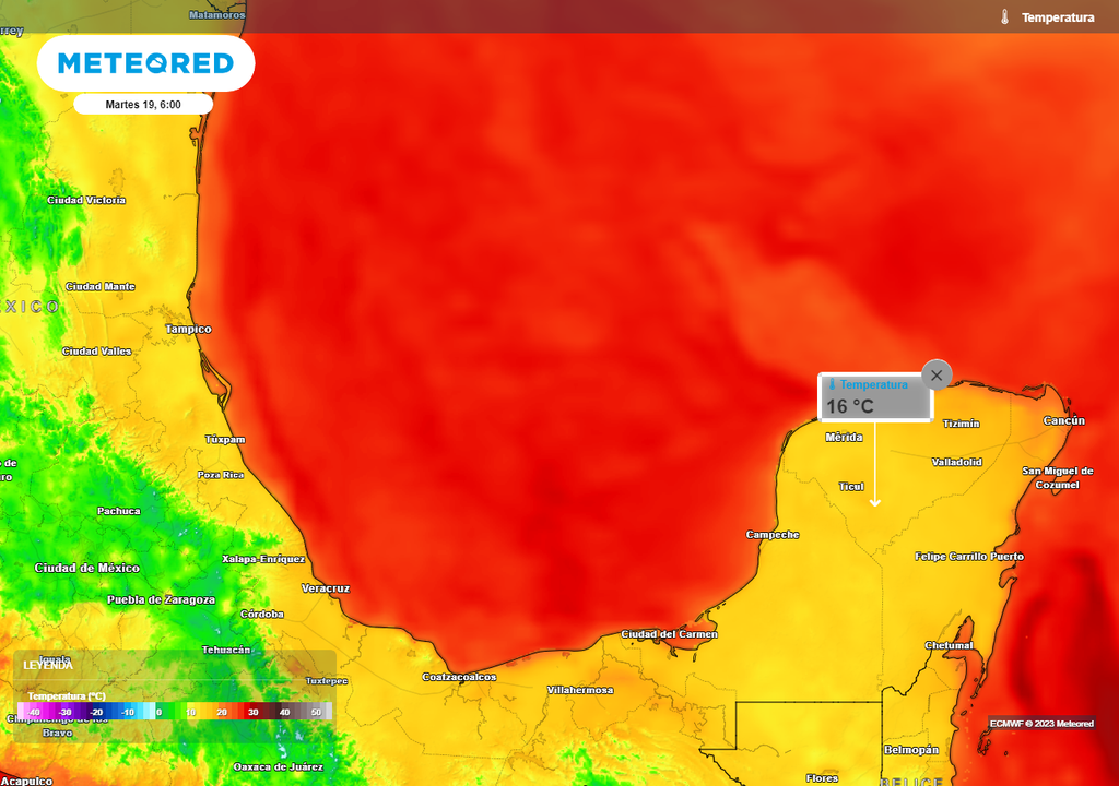 Ambiente fresco a templado en Golfo de México