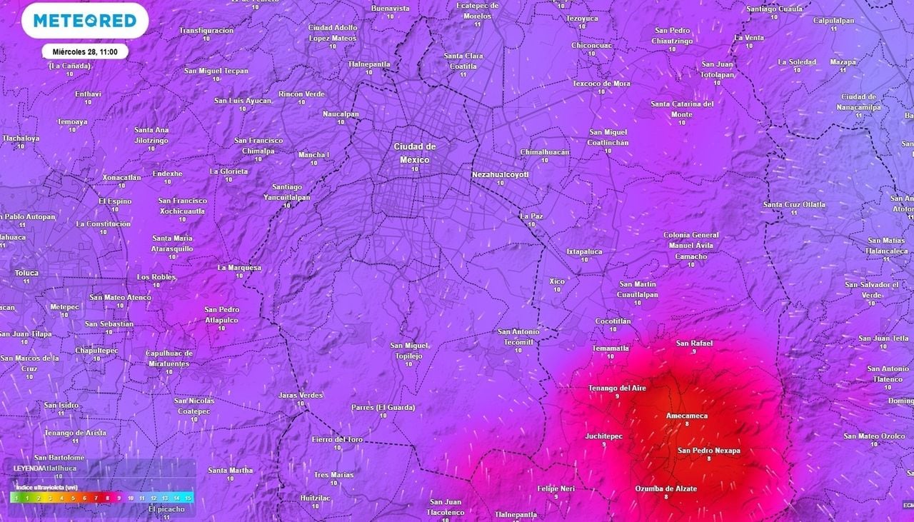 El índice de radiación ultravioleata alcanzará valores altos, factor 10 entre el final de la maána y al menos hasta las 13:00 horas.